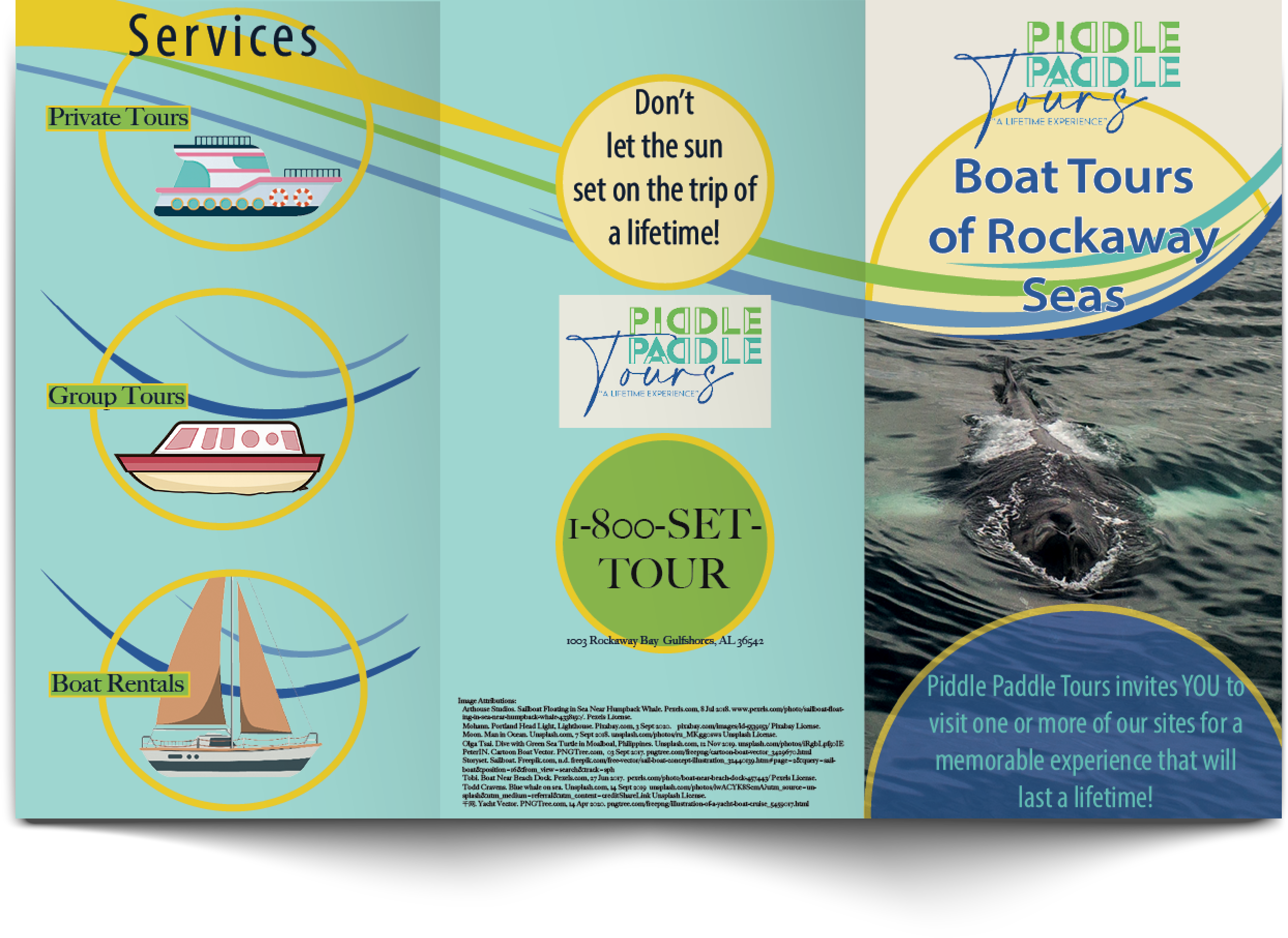 Outside of Print Brochure, gate fold for a business following its brand