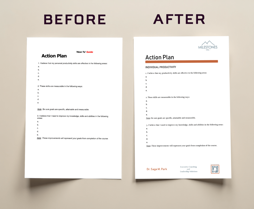 Business documents redesign for branding and clarity