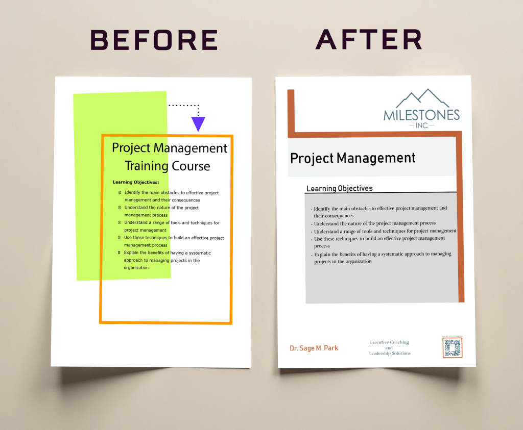 Business documents redesign example. Branding for print and digital documents.
